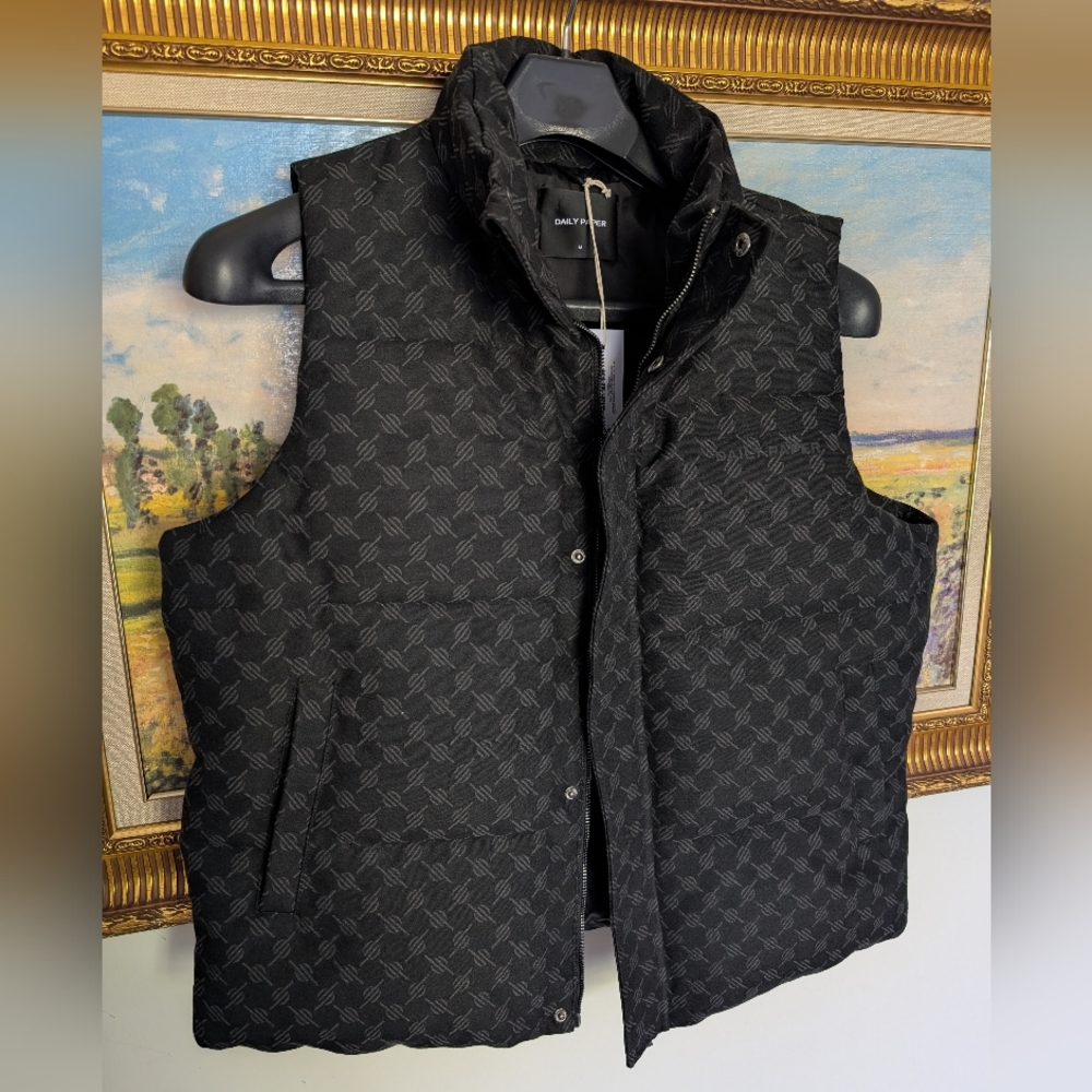 Daily Paper Heavy Canvas Black Patterned Vest Medium